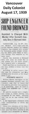 KENNETH TISDALE CASSIDY DAILY COLONIST ARTICLE AUGUST 17, 1939.JPG